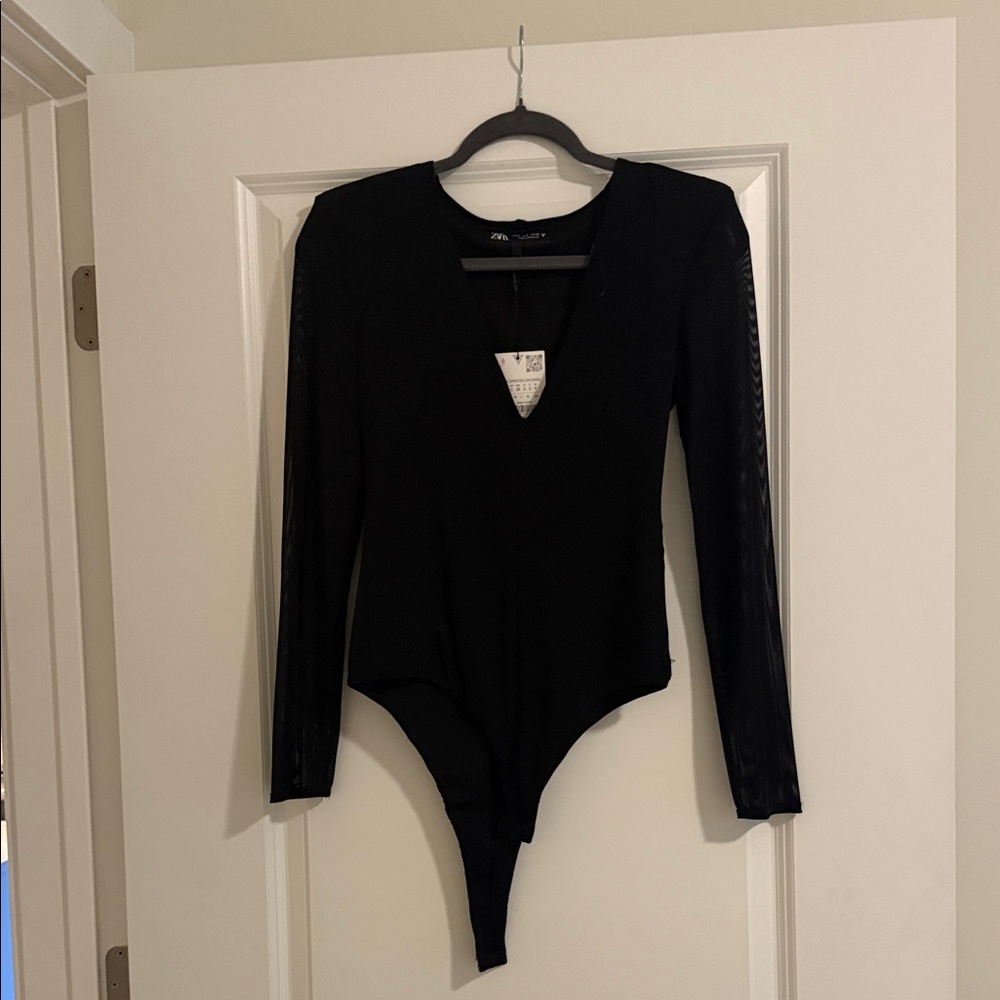 Zara Black V-Neck Bodysuit